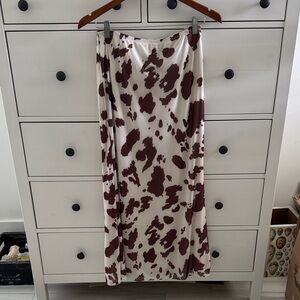 Cow Print Brown and Cream Maxi Skirt NWT
